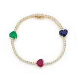 Girlfriend Rainbow Heart Stone Tennis Chain Bracelet