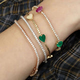 Girlfriend Rainbow Heart Stone Tennis Chain Bracelet