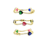 Girlfriend Rainbow Heart Stone Tennis Chain Bracelet
