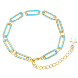 Flat Rectangle 5.7x225mm Brass Bracelet with Star Charms