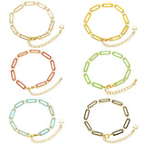 Flat Rectangle 5.7x225mm Brass Bracelet with Star Charms