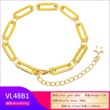 Flat Rectangle 5.7x225mm Brass Bracelet with Star Charms