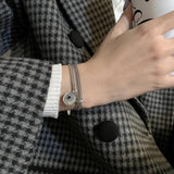 Vintage Thai Silver Round Star Bracelet for Women Men