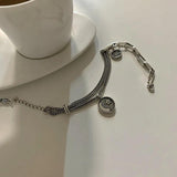 Vintage Thai Silver Round Star Bracelet for Women Men