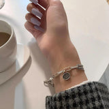 Vintage Thai Silver Round Star Bracelet for Women Men