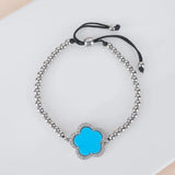 Natural Stone CZ Crystal Flower Bracelet, Wedding Bridal Jewelry