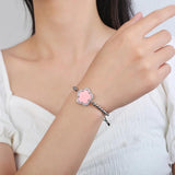 Natural Stone CZ Crystal Flower Bracelet, Wedding Bridal Jewelry