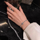 Silver Zircon Stone Chain Bangle for Women