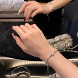 Silver Zircon Stone Chain Bangle for Women