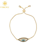 Eye Charm Bracelet CZ Adjustable Link Chain