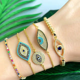 Eye Charm Bracelet CZ Adjustable Link Chain