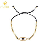 Eye Charm Bracelet CZ Adjustable Link Chain