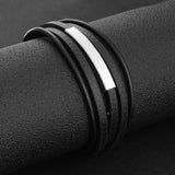 Stainless Steel Leather Bracelet Men Jewelry Punk Men Bracelet Charms