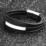 Stainless Steel Leather Bracelet Men Jewelry Punk Men Bracelet Charms