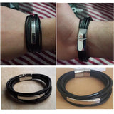 Stainless Steel Leather Bracelet Men Jewelry Punk Men Bracelet Charms