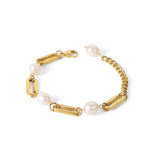 Stainless Steel Charm Pearl Chain Bracelet Punk Jewelry