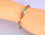 Titanium Stainless Steel Chain Bracelet with Colorful Glazed Charm for Women