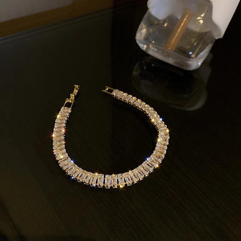 Geometric Zircon Crystal Bracelet Rhinestone Bangles Hand Jewelry