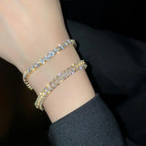 Geometric Zircon Crystal Bracelet Rhinestone Bangles Hand Jewelry