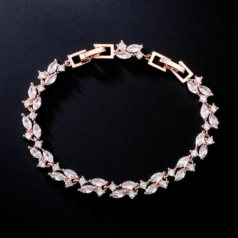 CZ Leaf Bracelet for Women Wedding Jewelry