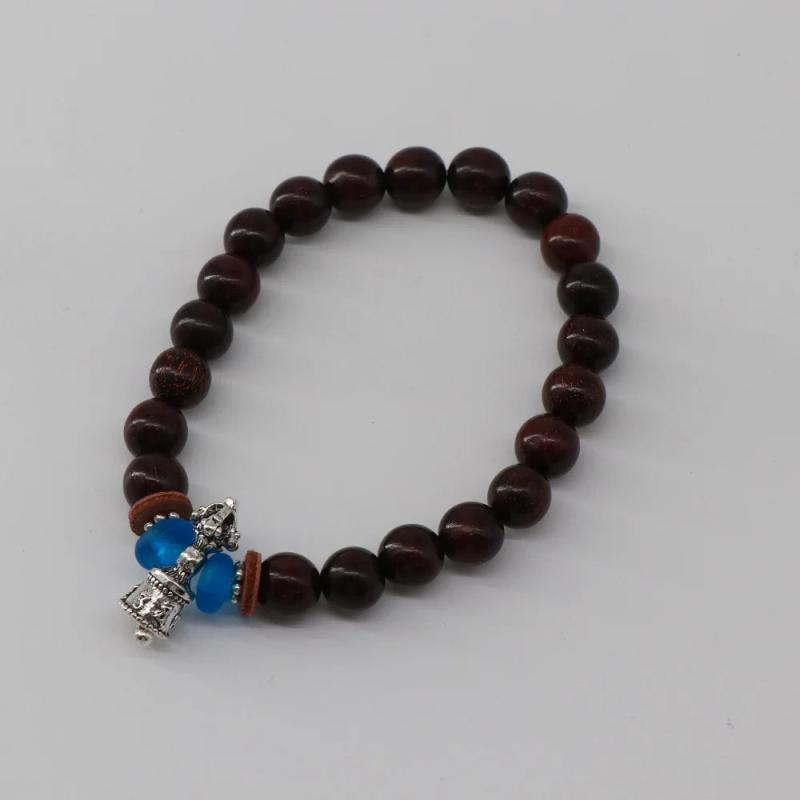 Handmade Blue Beaded Bracelet with Silver Charm