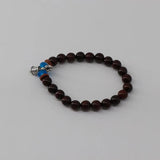 Handmade Blue Beaded Bracelet with Silver Charm