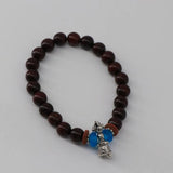 Handmade Blue Beaded Bracelet with Silver Charm