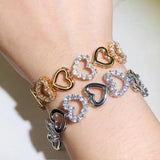 African Love Heart CZ Charm Bracelet for Women BR112