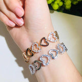 African Love Heart CZ Charm Bracelet for Women BR112
