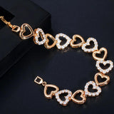 African Love Heart CZ Charm Bracelet for Women BR112