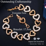 African Love Heart CZ Charm Bracelet for Women BR112