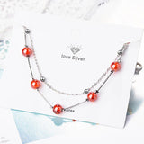 S925 Silver Double Extend Chain Agate Beads Bracelet For Women FQL22084