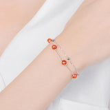 S925 Silver Double Extend Chain Agate Beads Bracelet For Women FQL22084