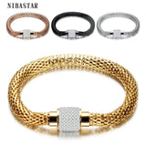 Stylish Mesh Bracelet with Rhinestone Charm for Women