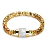 Stylish Mesh Bracelet with Rhinestone Charm for Women