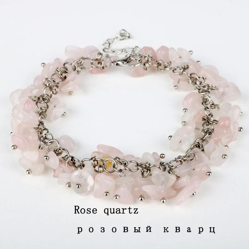 Natural Stone Birthstone Chip Bracelet Women Bohemia Bracelets