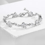 Water Drop CZ Charms Bracelet for Women Wedding Leaf Bride Jewelry