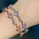 Water Drop CZ Charms Bracelet for Women Wedding Leaf Bride Jewelry