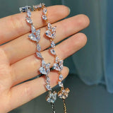 Water Drop CZ Charms Bracelet for Women Wedding Leaf Bride Jewelry