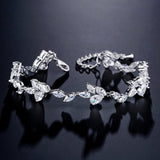Water Drop CZ Charms Bracelet for Women Wedding Leaf Bride Jewelry