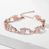 Water Drop CZ Charms Bracelet for Women Wedding Leaf Bride Jewelry