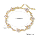 Water Drop CZ Charms Bracelet for Women Wedding Leaf Bride Jewelry