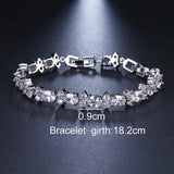 Silver Zircon Bracelet Crystal Chain Cubic Zirconia Wedding Jewelry