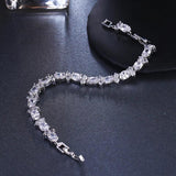 Silver Zircon Bracelet Crystal Chain Cubic Zirconia Wedding Jewelry