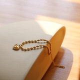 Heart Charm Bead Bracelet Stainless Steel Gift