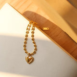 Heart Charm Bead Bracelet Stainless Steel Gift