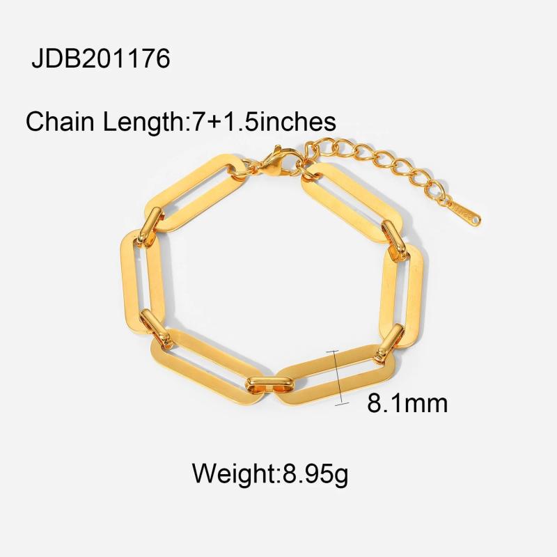 Stainless Steel Chain Bracelet 18K Plated Minimalism Oversized Rectangle Women