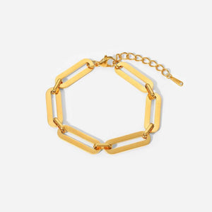Stainless Steel Chain Bracelet 18K Plated Minimalism Oversized Rectangle Women