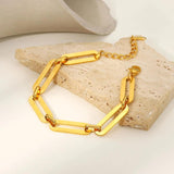 Stainless Steel Chain Bracelet 18K Plated Minimalism Oversized Rectangle Women