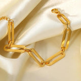 Stainless Steel Chain Bracelet 18K Plated Minimalism Oversized Rectangle Women
